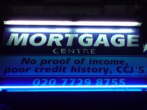 Sign of a mortgage centre in East London